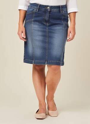 Jupe mi-longue taille normale bleu IMPULSION femme