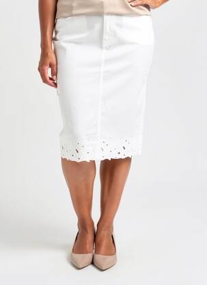 Jupe mi-longue coupe droite blanc MERI & ESCA femme