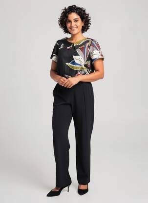 Combi-pantalon tissage popeline manches courtes noir MERI & ESCA femme