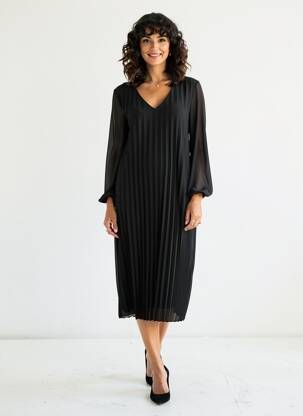 Robe mi-longue coupe fluide manches 3/4 noir STREET ONE femme