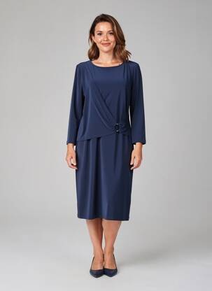 Robe mi-longue manches 3/4 manches 3/4 bleu FRANK WALDER femme