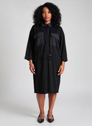 Robe mi-longue manches 3/4 manches 3/4 noir TUZZI femme
