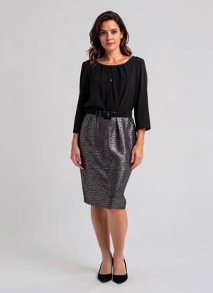Robe mi-longue manches 3/4 manches 3/4 noir JOSEPH RIBKOFF femme