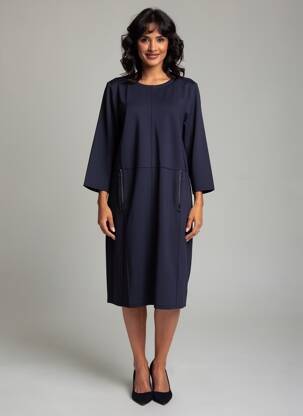 Robe mi-longue manches 3/4 manches 3/4 bleu STREET ONE femme