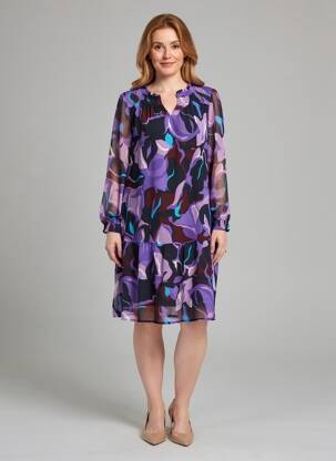 Robe mi-longue coupe fluide manches longues violet STREET ONE femme