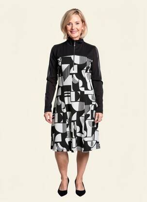 Robe mi-longue manches longues manches longues noir DOLCEZZA femme