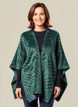Poncho col v vert MARBLE femme