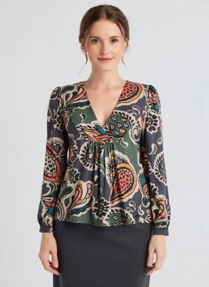 Blouse tissage popeline manches longues gris LOLA ESPELETA femme