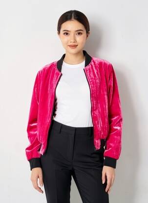 Blouson effet matière satinée rose THE KOOPLES femme