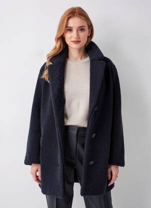 Manteau long coupe droite sans capuche bleu THE KOOPLES femme