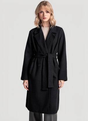 Manteau long coupe cintrée sans capuche noir THE KOOPLES femme