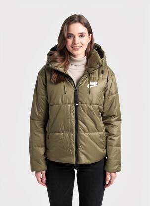 Doudoune manches longues a capuche vert NIKE femme