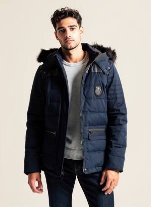 Doudoune manches longues a capuche bleu THE KOOPLES homme