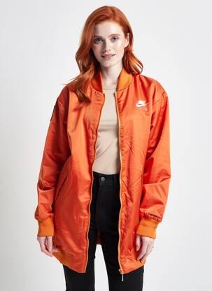 Blouson effet matière satinée orange NIKE femme