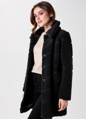 Manteau long coupe droite sans capuche noir NIKE femme