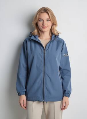 Coupe-vent manches longues a capuche bleu GUESS femme