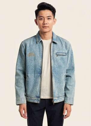 Veste casual coupe droite bleu GUESS homme