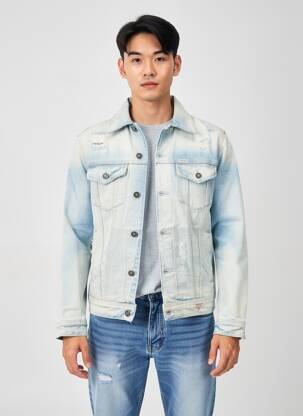 Veste casual fermeture boutonnée sur le devant bleu GUESS homme