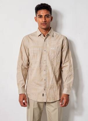 Chemise manches longues poches marron GUESS homme