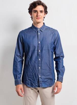 Chemise manches longues coupe cintrée bleu GUESS homme
