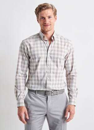 Chemise manches longues imprimé carreaux gris MARCIANO BY GUESS homme