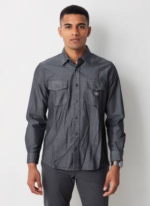 Chemise manches longues poches noir GUESS homme