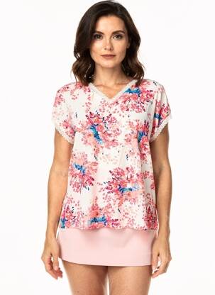 Top imprimé fantaisie manches courtes rose DAMART femme