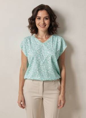 Top imprimé fantaisie manches courtes bleu DAMART femme
