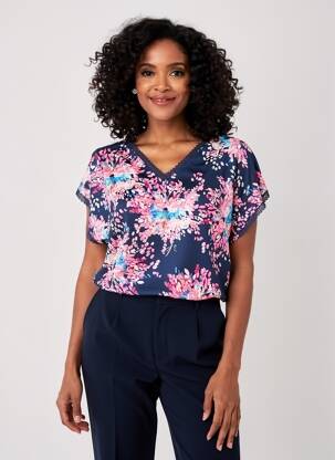 Top coupe fluide manches courtes bleu DAMART femme