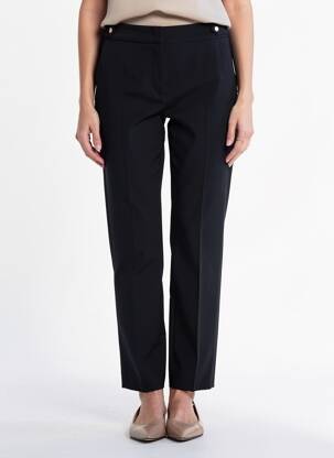 Pantalon chino fermeture zippée sous rabat avec crochet taille normale bleu GERARD DAREL femme