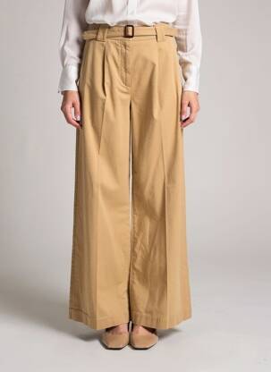 Pantalon large tissage popeline taille haute beige WEEKEND MAXMARA femme