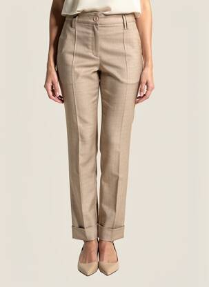 Pantalon slim taille haute taille haute beige HANA SAN femme