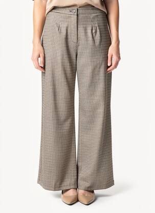 Pantalon large fermeture zippée sous rabat boutonné taille normale beige JANIS & JOHN femme
