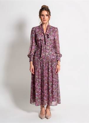 Robe longue manches longues manches longues violet LIU JO femme