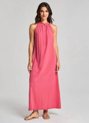 Robe longue sans manche sans manche rose OTTOD'AME femme