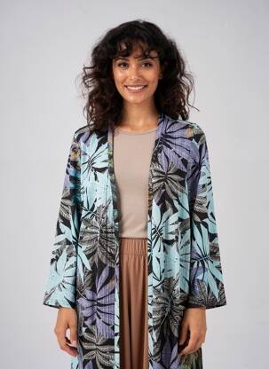 Veste kimono manches longues noir AU SOLEIL DE ST TROPEZ femme