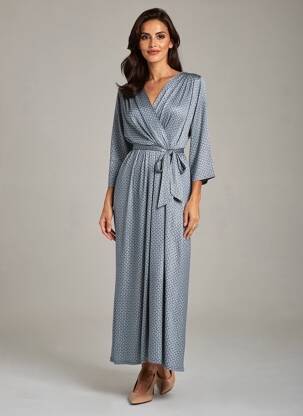 Robe longue manches longues manches longues bleu AU SOLEIL DE ST TROPEZ femme