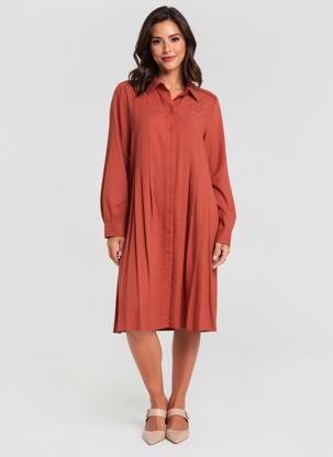 Robe mi-longue manches longues manches longues orange LA FEE MARABOUTEE femme