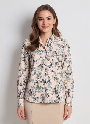Chemisier imprimé fleurs manches longues beige MY TWIN femme