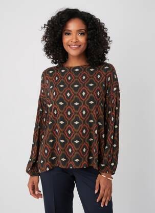 Blouse imprimé fantaisie manches longues orange LA FÉE ATELIER BY LA FÉE MARABOUTÉE femme