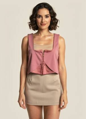 Gilet sans manche coupe cintrée rose PINKO femme