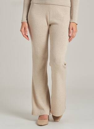 Pantalon flare stretch taille normale beige AU SOLEIL DE ST TROPEZ femme