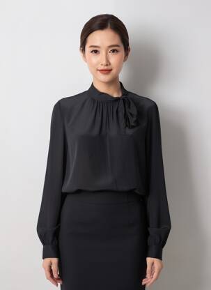 Top coupe fluide manches longues noir PINKO femme