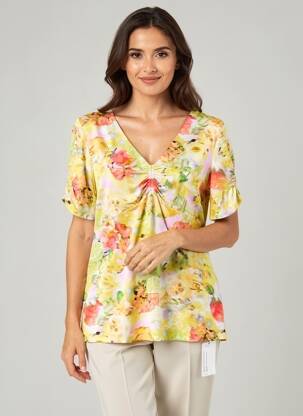 Top stretch manches courtes jaune MARC CAIN femme