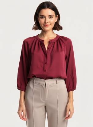 Chemisier coupe fluide manches 3/4 rouge SCARLET ROOS femme