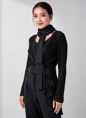 Gilet cache-cœur stretch noir MISSONI femme