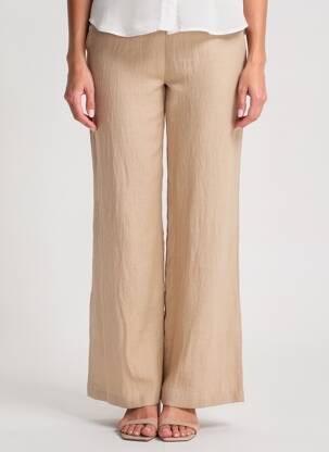 Pantalon large tissage popeline taille normale beige SCARLET ROOS femme