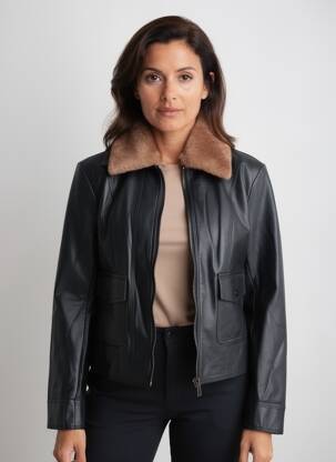 Veste simili cuir poches noir ESCANDELLE femme