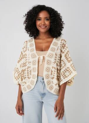 Gilet manches longues manches 3/4 marron CTN COLLECTION femme