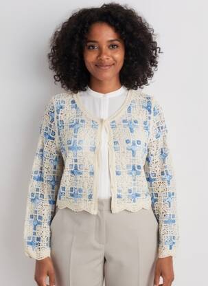 Gilet manches longues fermeture boutonnée sur le devant bleu LULU.H femme